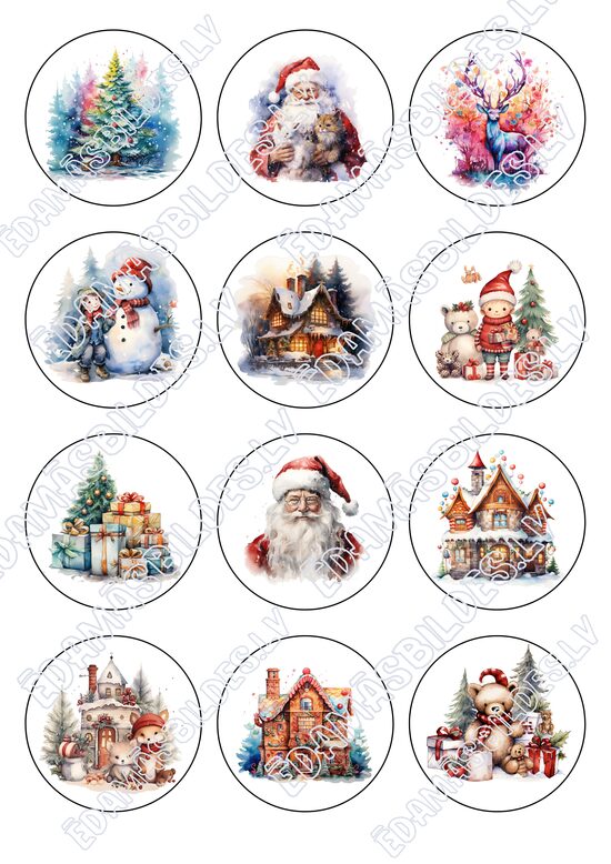 Cukura papīrs ar apdruku "Ziemassvētki Nr 1 ", aplīši 6 cm